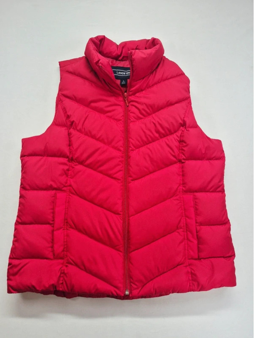 Lands' End 600 Hyper Dry Red Women's L Puffer Vest Zip NWT